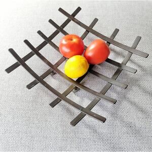 MCM Hand-Forged Steel Grid Fruit Bowl